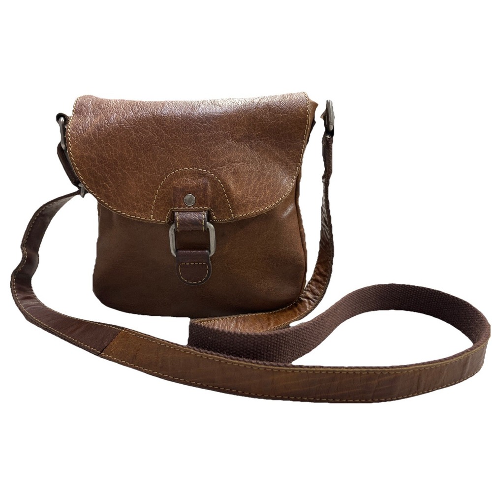 JACK GEORGES‎ Brown Distressed Leather Saddlebag Crossbody Handbag Boho Purse